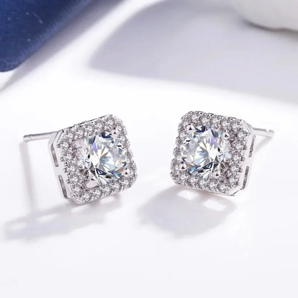 Elegant Stud Drop Ensemble 925 Sterling Silver Necklace And Earrings - Picture 2 of 6
